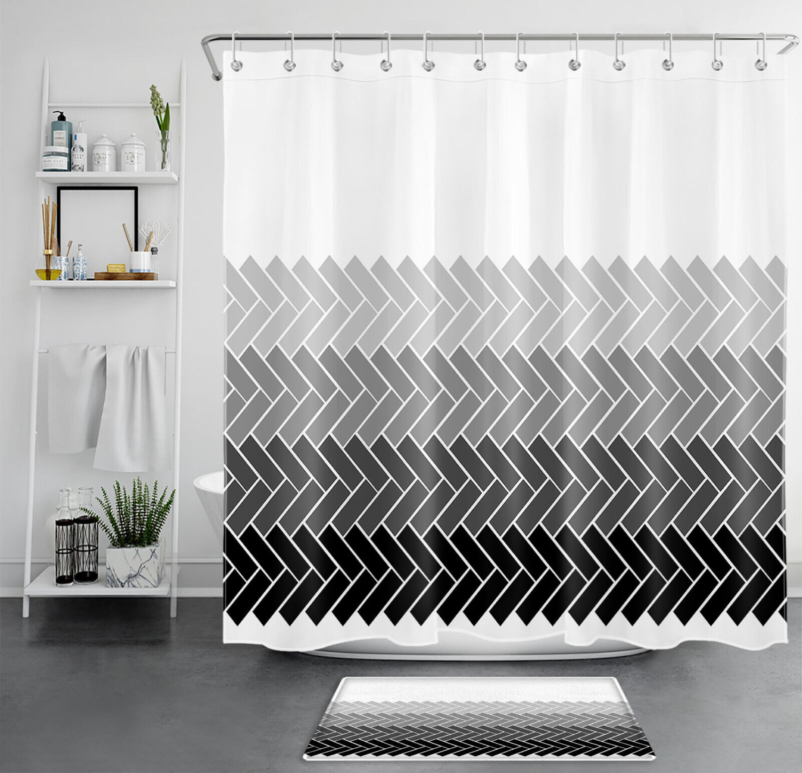 Geometric Pattern Abstract Art Shower Curtain For Bathroom