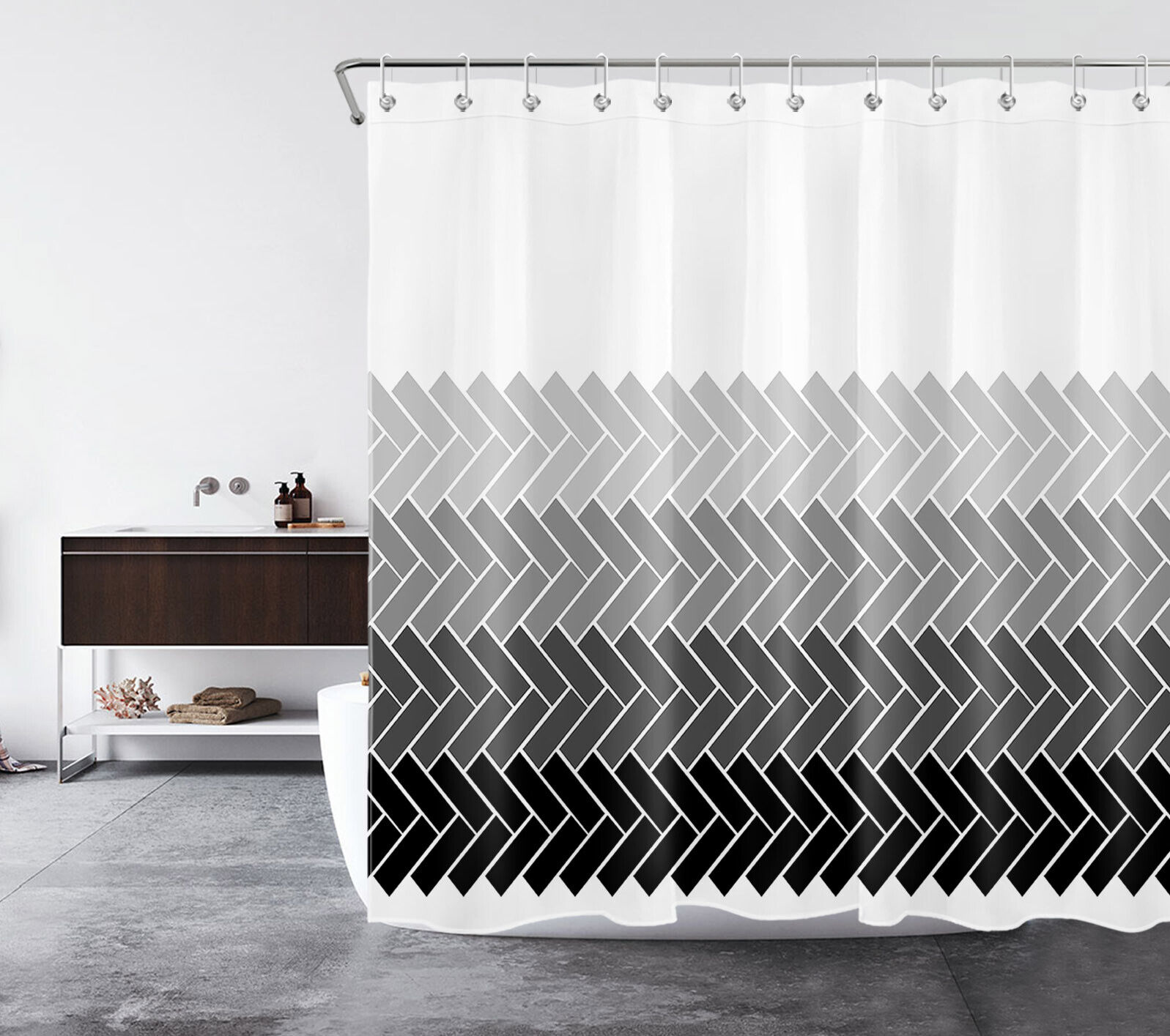 Geometric Pattern Abstract Art Shower Curtain For Bathroom - Image 2