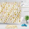 Geometric Pattern Blocks Checkered Gold And Pink Shower Curtain, Perfect For Bathroom Decor