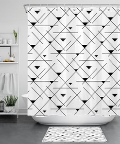 Geometric Pattern Modern Shower Curtain For Bathroom