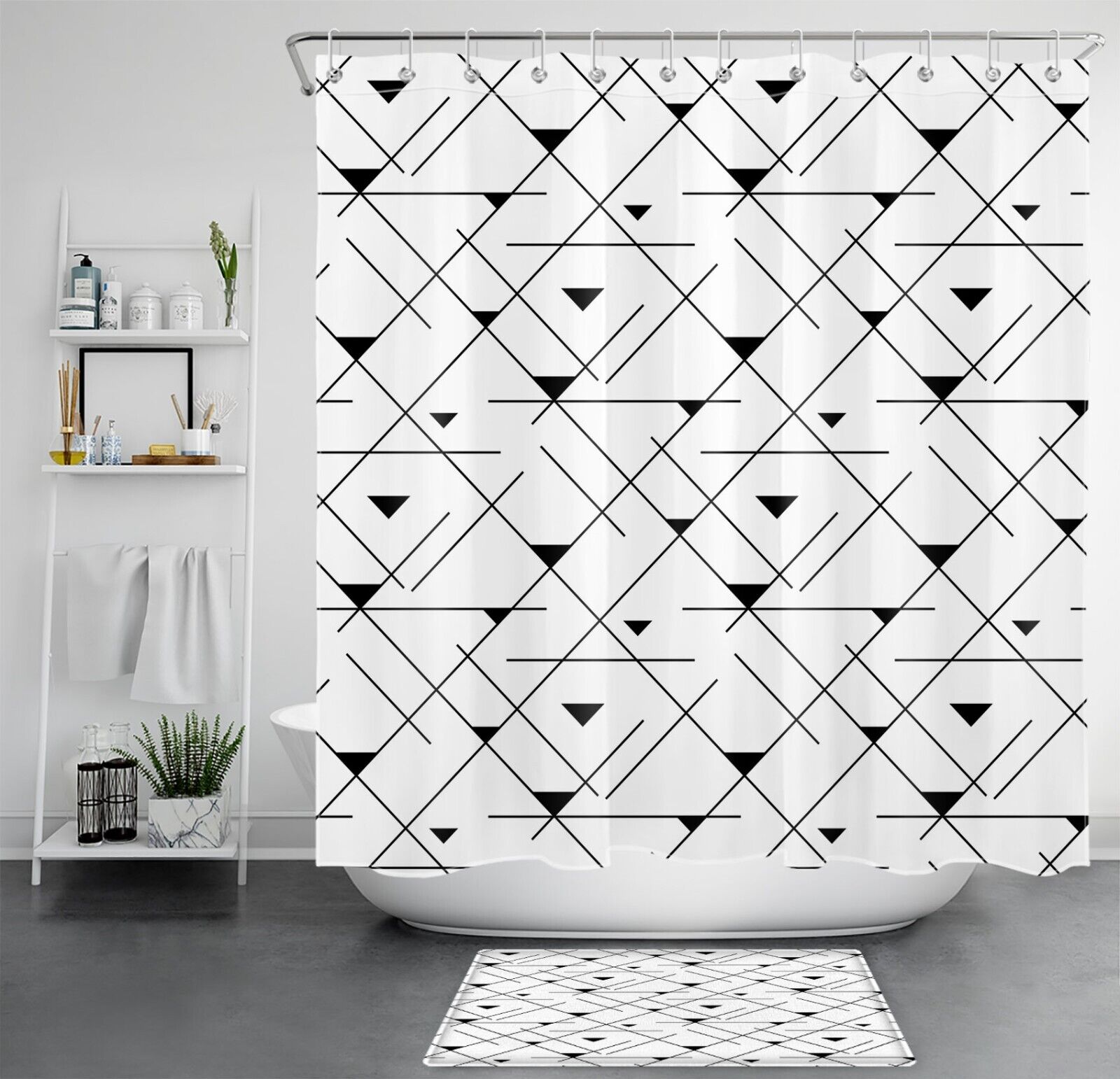 Geometric Pattern Modern Shower Curtain For Bathroom