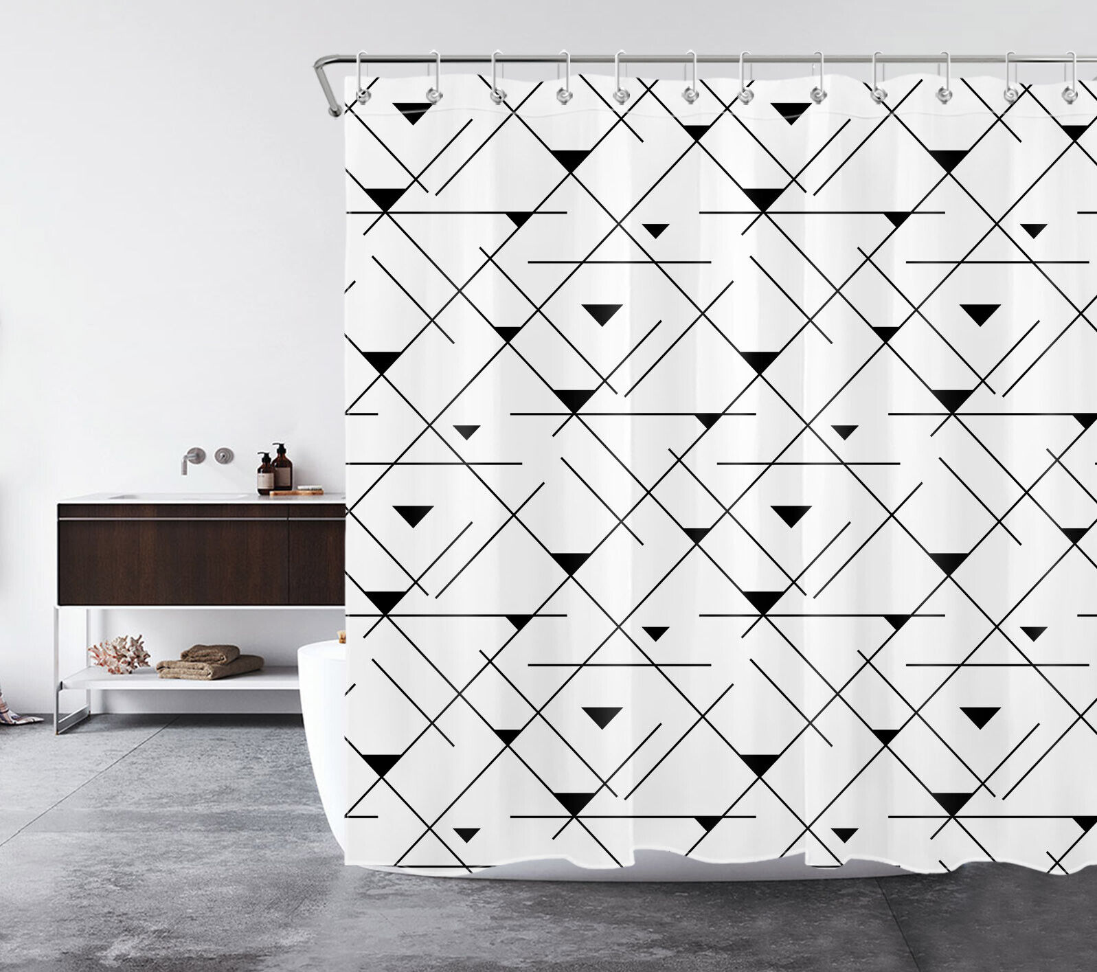Geometric Pattern Modern Shower Curtain For Bathroom - Image 2