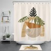 Geometric Pattern Monstera Mid-Century Style Shower Curtain for a Modern Bathroom Look