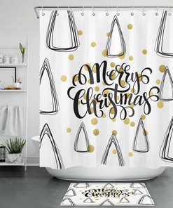 Geometric Pattern Polka Dots Christmas Shower Curtain - Modern Bathroom Decor