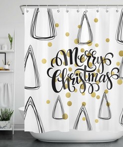 Geometric Pattern Polka Dots Christmas Shower Curtain - Modern Bathroom Decor