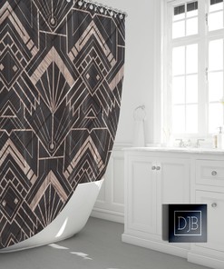 Geometric Pattern Print Shower Curtain for Modern Art Deco Bathroom Decor