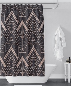 Geometric Pattern Print Shower Curtain for Modern Art Deco Bathroom Decor