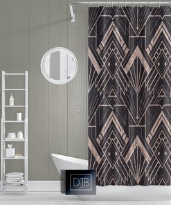 Geometric Pattern Print Shower Curtain for Modern Art Deco Bathroom Decor