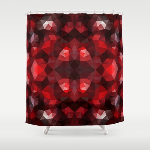 Geometric Pattern Red Shower Curtain for a Modern and Trendy Bathroom