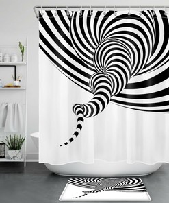 Geometric Pattern Shower Curtain In Pastel Colors