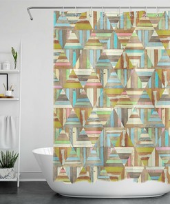 Geometric Pattern Shower Curtain Rustic Farmhouse Abstract Bathroom Decor