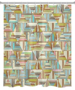 Geometric Pattern Shower Curtain Rustic Farmhouse Abstract Bathroom Decor