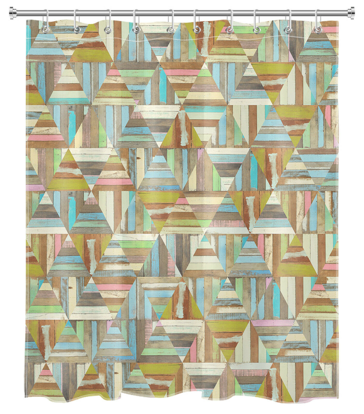 Geometric Pattern Shower Curtain Rustic Farmhouse Abstract Bathroom Decor