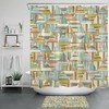Geometric Pattern Wood Shower Curtain Rustic Farmhouse Bathroom Accessories
