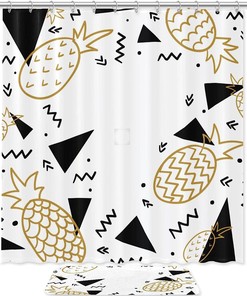 Geometric Pineapples Shower Curtain for Modern Bathroom