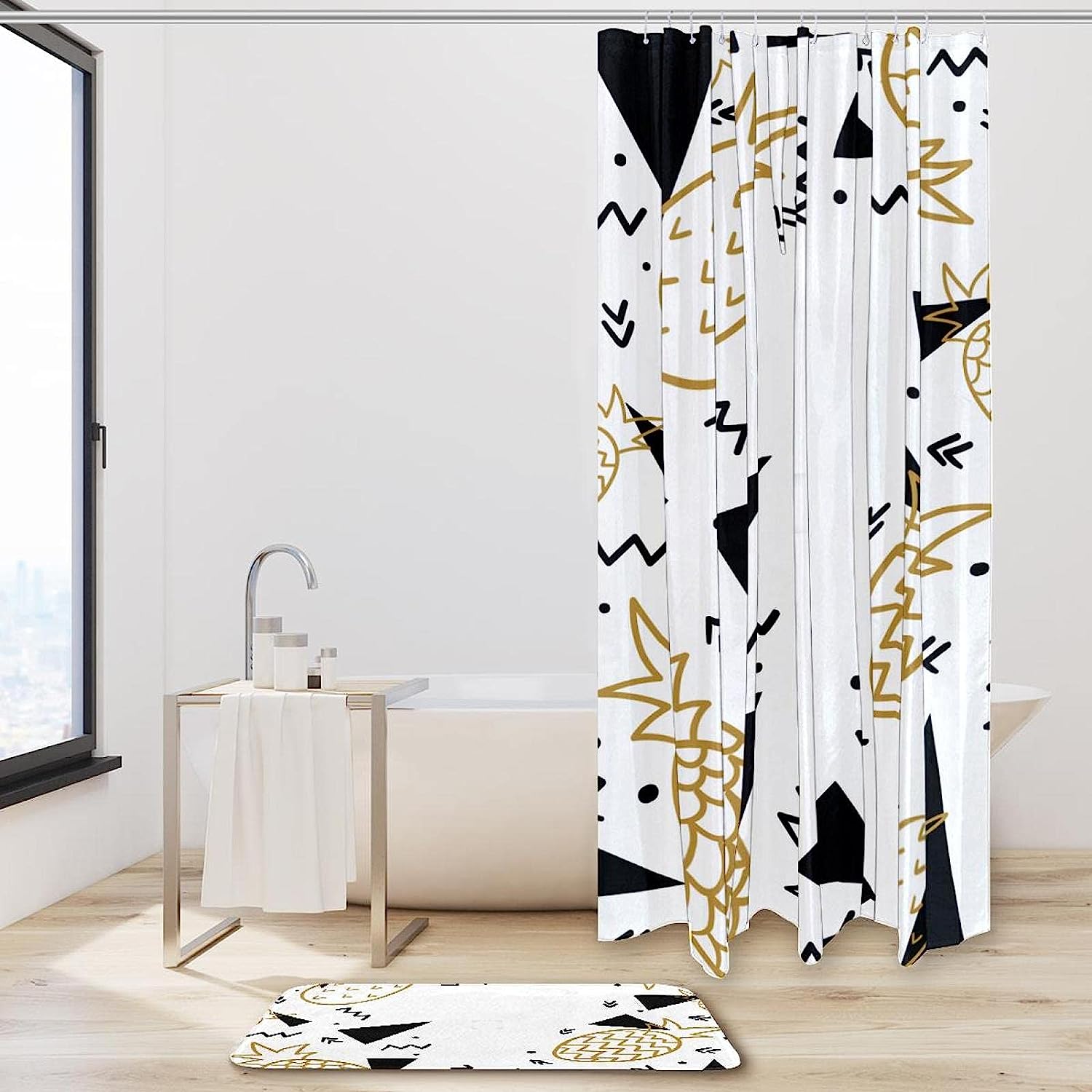 Geometric Pineapples Shower Curtain for Modern Bathroom