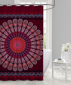Geometric Print Mandala Pattern Shower Curtain for Bathroom Decoration