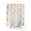 Geometric Print Shower Curtain, Vintage Peacock Fan Pattern In White & Gold, Fresh Modern Bathroom Decor