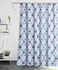 Geometric Printed Fabric Shower Curtain for Bathroom