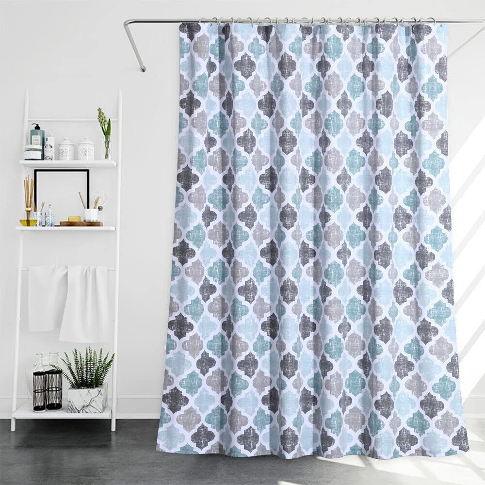 Geometric Printed Fabric Shower Curtain for Bathroom