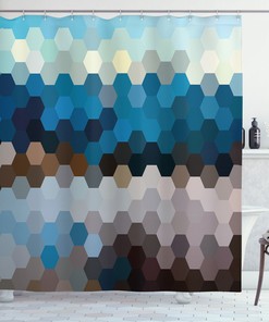 Geometric Puzzle Blurry Winter Shower Curtain 