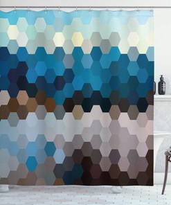 Geometric Puzzle Blurry Winter Shower Curtain