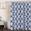 Geometric Quatrefoil Pattern Shower Curtain With Navy/Blue/Grey Color Scheme