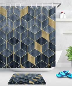 Geometric Shape Patterns Shower Curtain For Modern Bathroom Decor