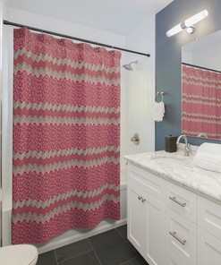 Geometric Shower Curtain in Vibrant Magenta - Refreshing Spun Design Perfect for Housewarming and Bathroom Gifts. 