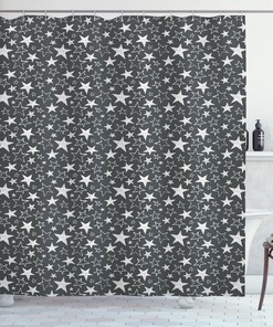 Geometric Shower Curtain with Star Print for Modern Bathroom Design