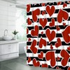 Geometric Stripe Love Shower Curtain | Valentine Black White Romantic Fabric Bathroom Decor