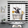 Geometric Striped Pattern Shower Curtain For Bathroom