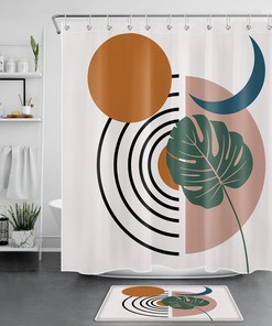 Geometric Sun Moon Abstract Shower Curtain for a Contemporary Bathroom Decor