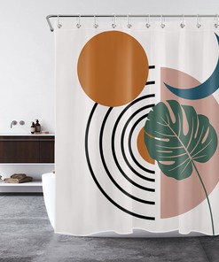 Geometric Sun Moon Abstract Shower Curtain for a Contemporary Bathroom Decor