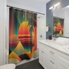 Geometric Sunrise Shower Curtain, Abstract Bathroom Accessory for Art Lovers
