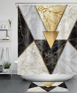 Geometric Texture Lines Marble Shower Curtain, Modern and Trendy Design for Bathroom