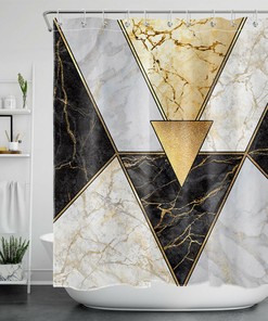 Geometric Texture Lines Marble Shower Curtain, Modern and Trendy Design for Bathroom