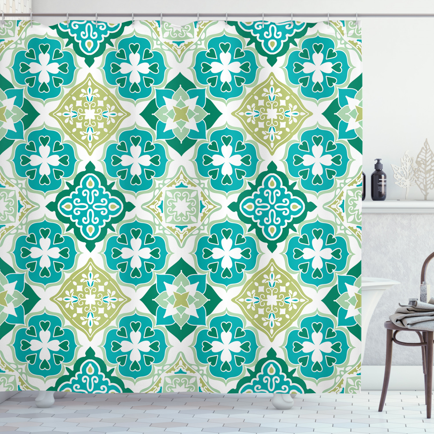 Geometric Tiles Shower Curtain: Add An Edgy Touch To Your Bathroom Decor