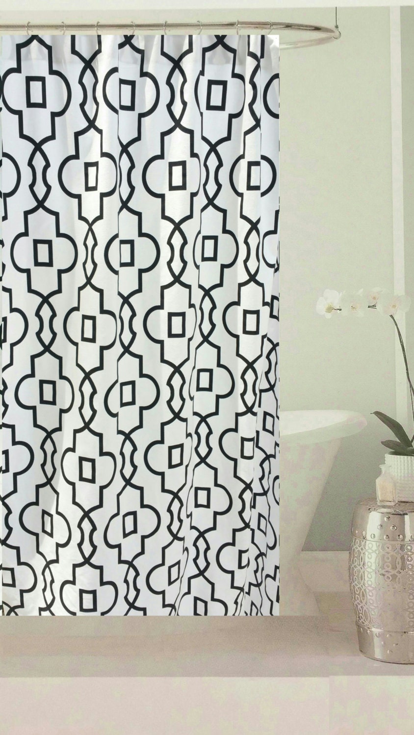 Geometric Variety Shower Curtain with Midnight, Tuxedo, Stardust and Lattice Patterns, 72x72 - Elegant Bathroom Decor