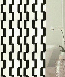 Geometric Variety Shower Curtain with Midnight, Tuxedo, Stardust and Lattice Patterns, 72x72 - Elegant Bathroom Decor