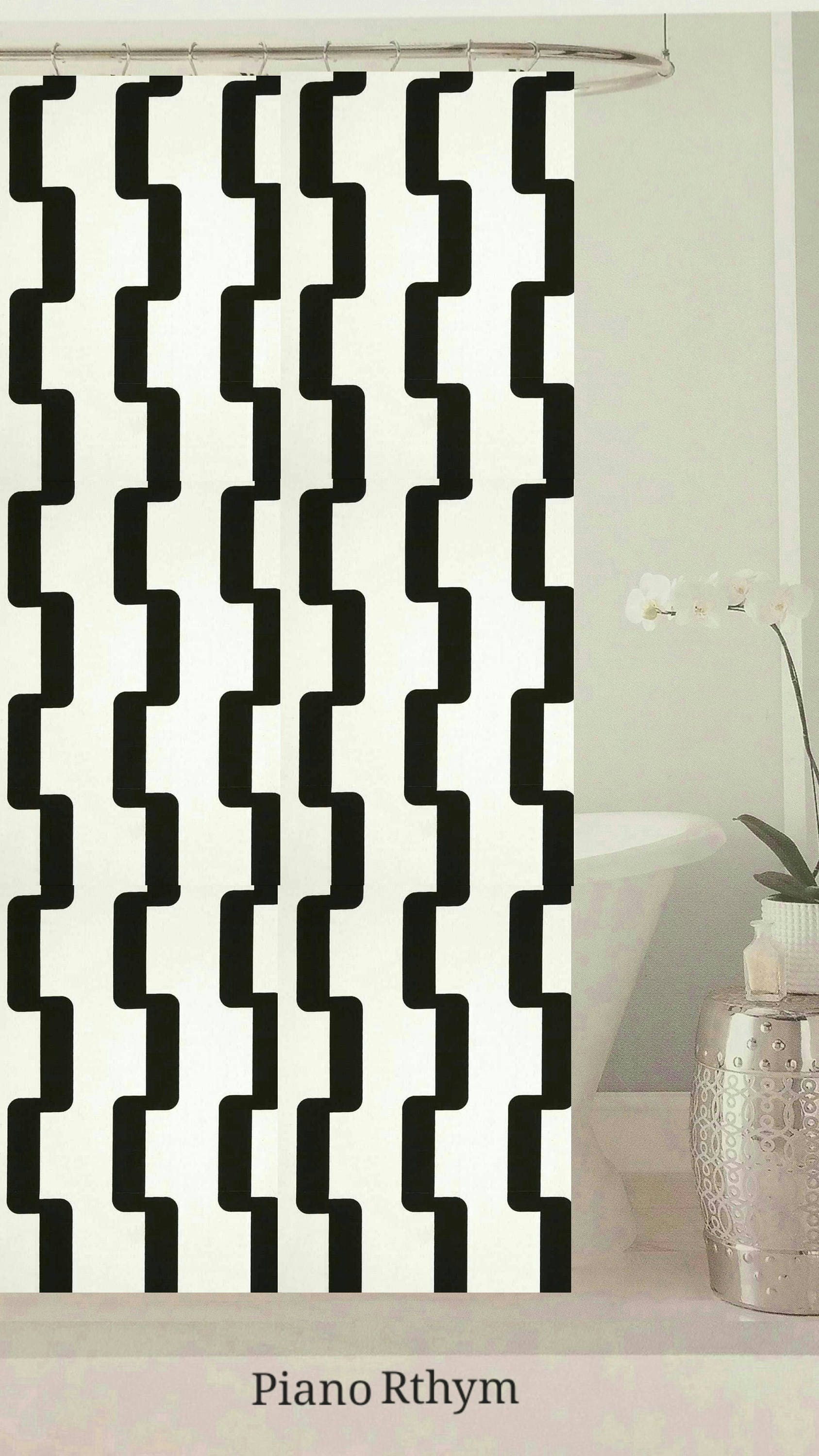 Geometric Variety Shower Curtain with Midnight, Tuxedo, Stardust and Lattice Patterns, 72x72 - Elegant Bathroom Decor