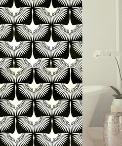 Geometric Variety Shower Curtain with Midnight, Tuxedo, Stardust and Lattice Patterns, 72x72 - Elegant Bathroom Decor