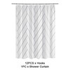 Geometric Weighted Hem Shower Curtain with Hook for Toilet Spa Style 