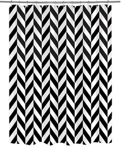 Geometric Weighted Hem Shower Curtain with Hook for Toilet Spa Style