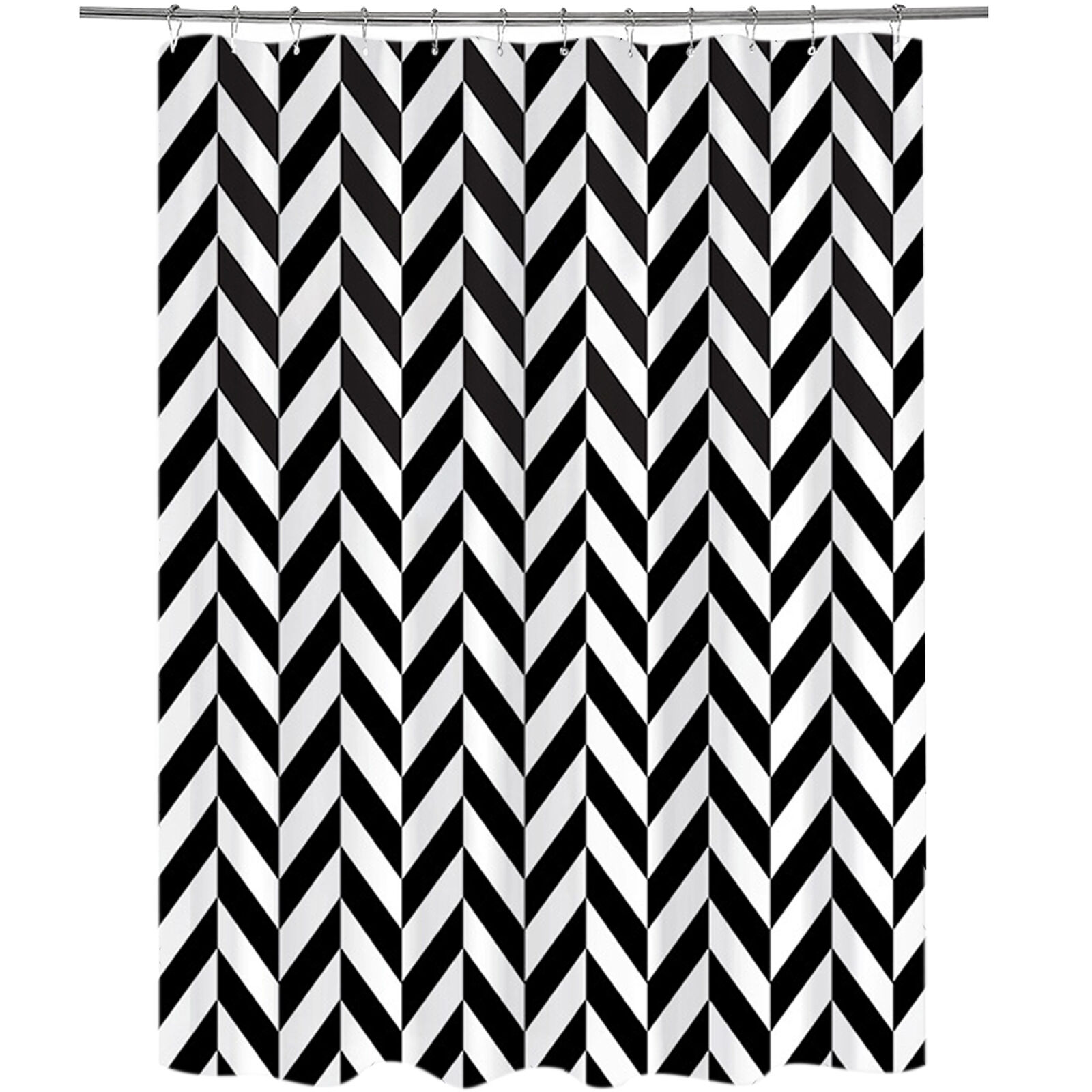 Geometric Weighted Hem Shower Curtain with Hook for Toilet Spa Style