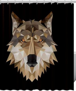 Geometric Wolf Shower Curtain with Animal Print for Unique Bathroom Decor