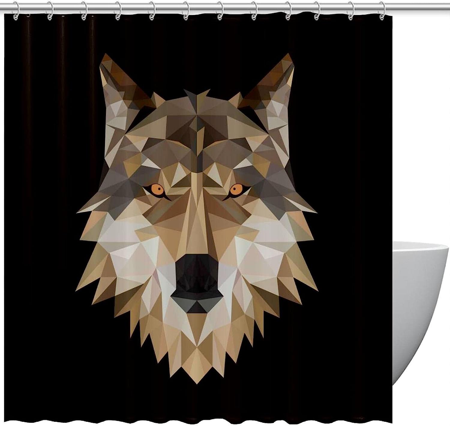 Geometric Wolf Shower Curtain with Animal Print for Unique Bathroom Decor