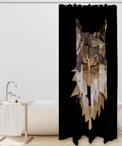 Geometric Wolf Shower Curtain with Animal Print for Unique Bathroom Decor