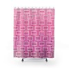 Geometrical Pink Gradient Brick Pattern Shower Curtain for Modern Bathroom Look 