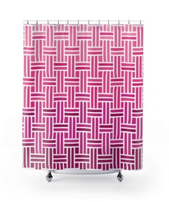 Geometrical Pink Gradient Brick Pattern Shower Curtain for Modern Bathroom Look 